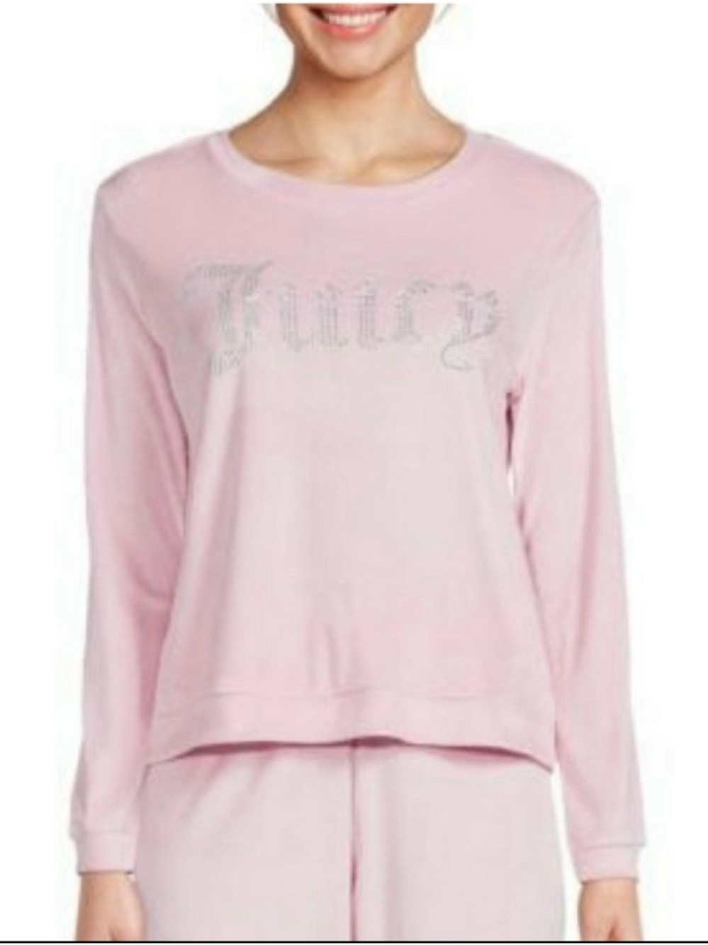 Juicy Couture 2PC Sleep Set Womens XL Pink Velvet Rhinestone Logo Lounge Y2K